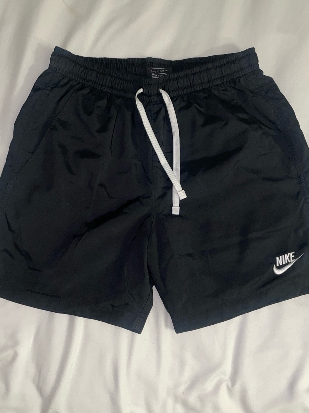 Nike Men’s Black Athletic Shorts with White Drawstring